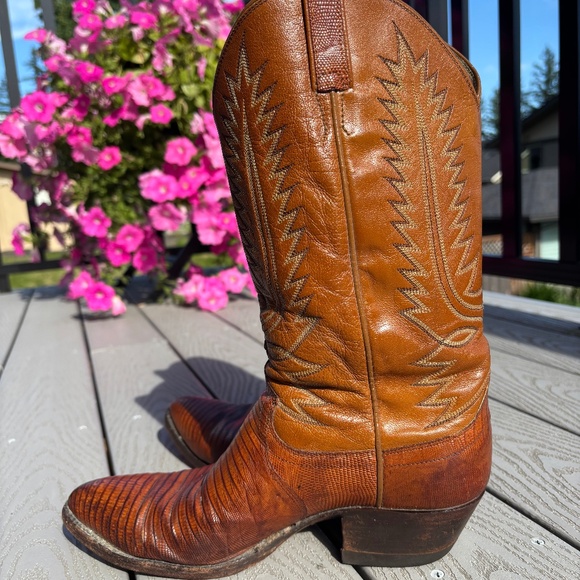 Dan Post Brown Lizard Skin Leather Western Cowboy Boots Men's Size 10D - Picture 4 of 12